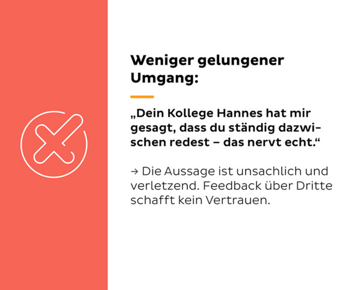 Beispiel für weniger gelungenen Umgang in Textform