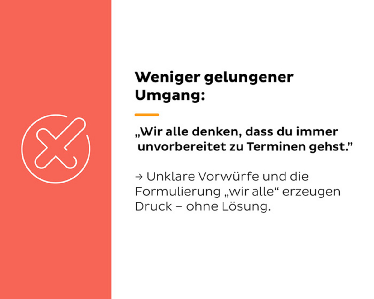 Beispiel für weniger gelungenen Umgang in Textform